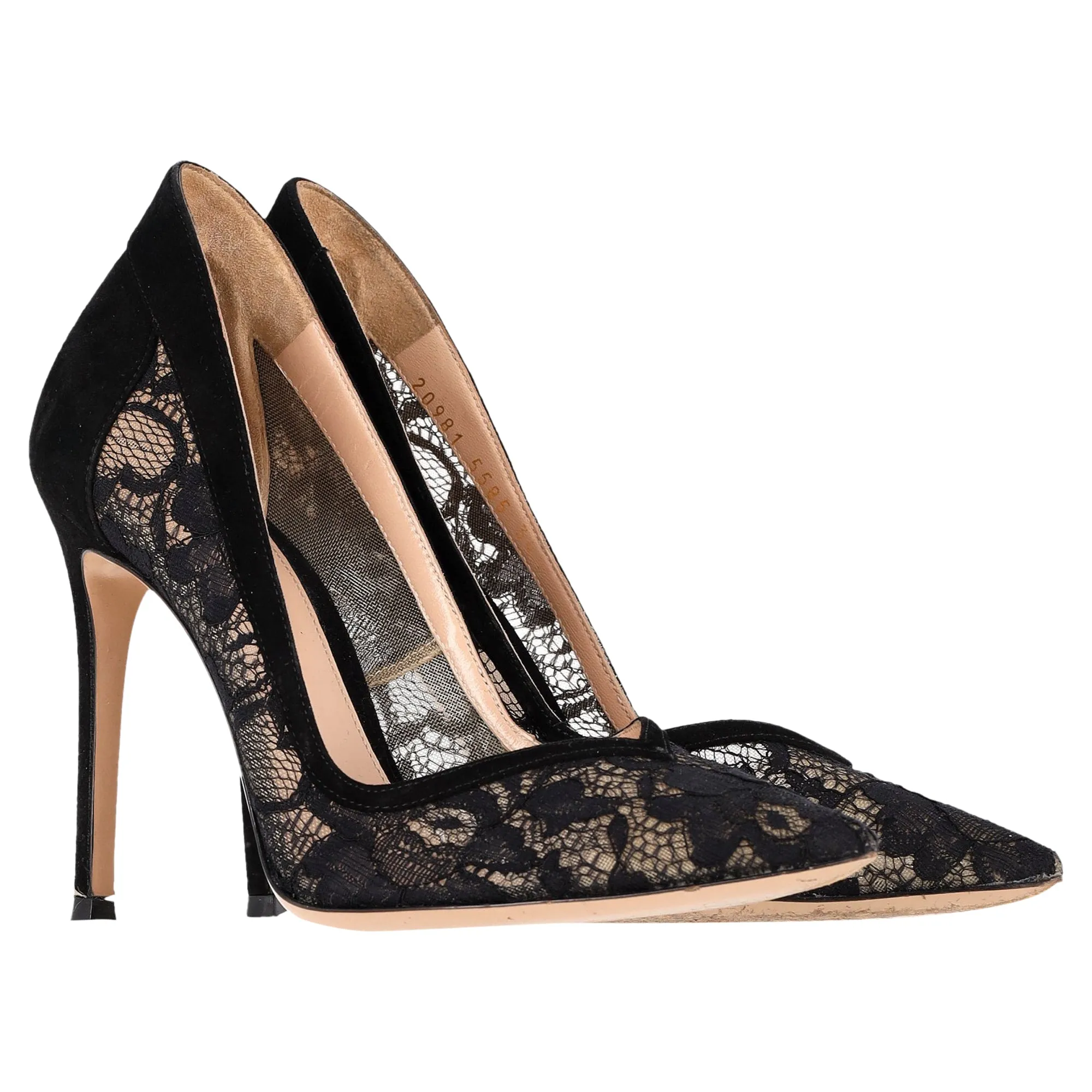 Gianvito Rossi Lace Pumps in Black Suede