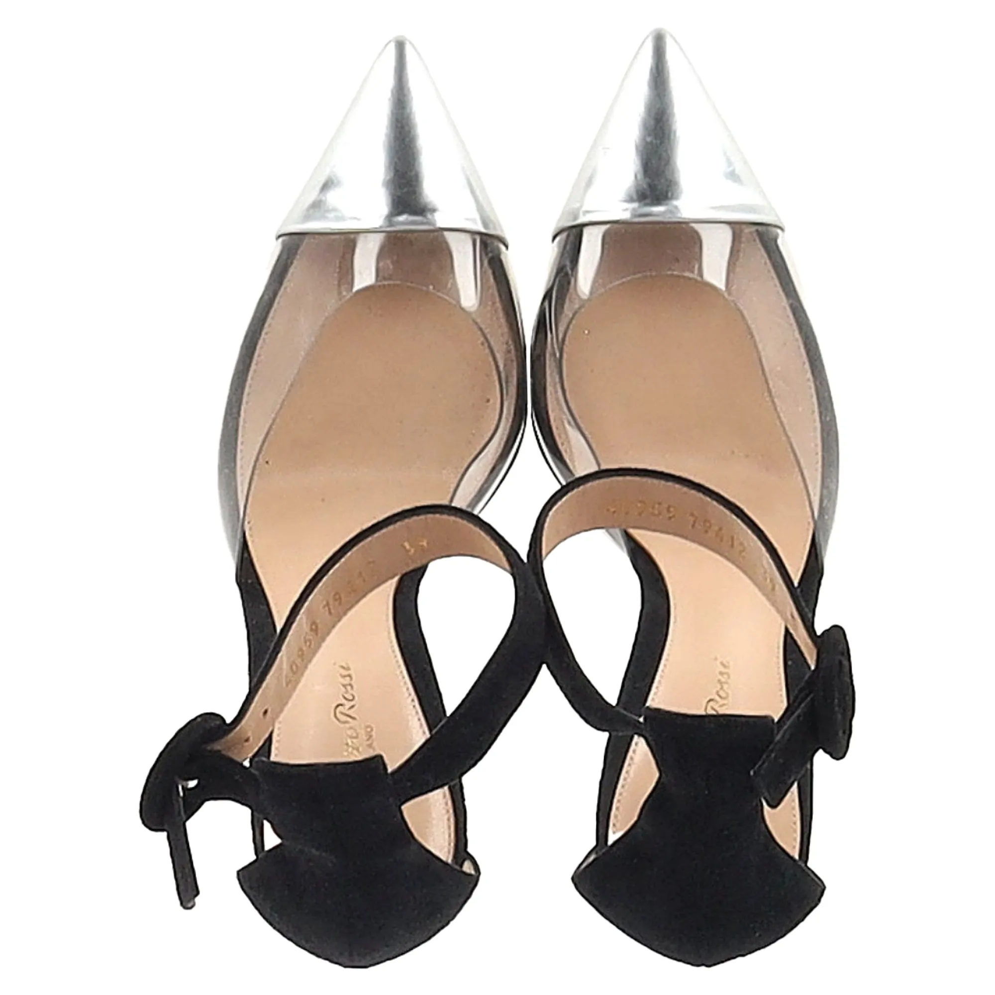 Gianvito Rossi PVC Ankle Strap Pumps in Black Suede
