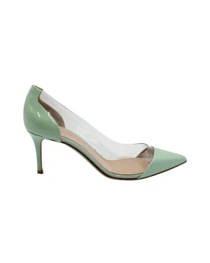 Gianvito Rossi PVC Point Toe Pumps in Mint Green Patent Leather