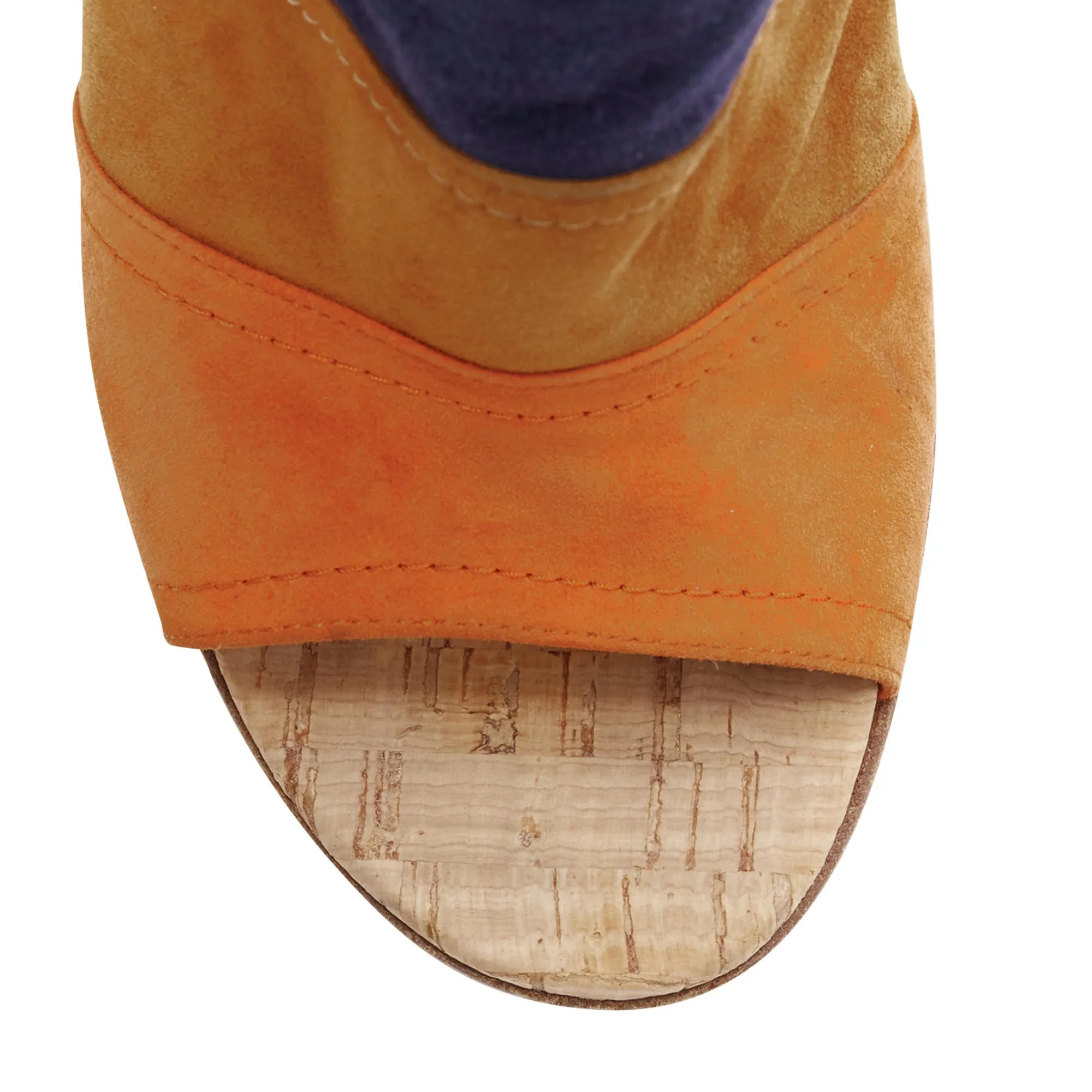 Gianvito Rossi suede leather color block cork mules