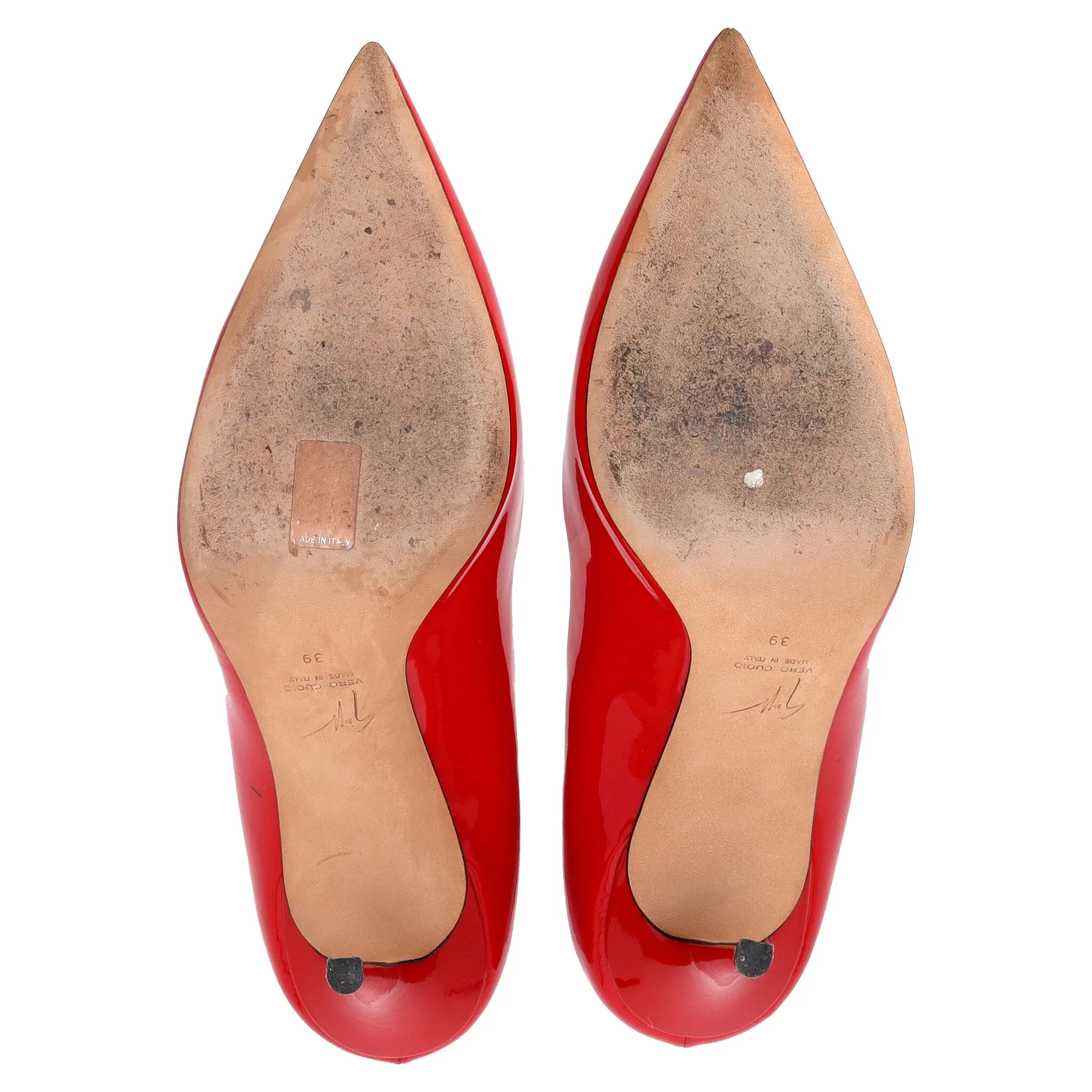 Giuseppe Zanotti Pointed Toe Pumps in Red Patent Leather