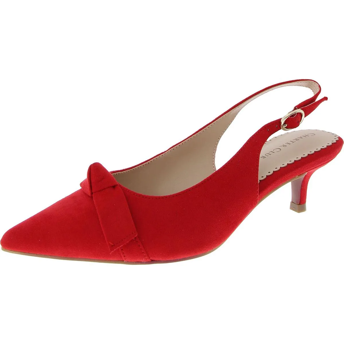 Givanna Womens Suede Kitten Slingback Heels