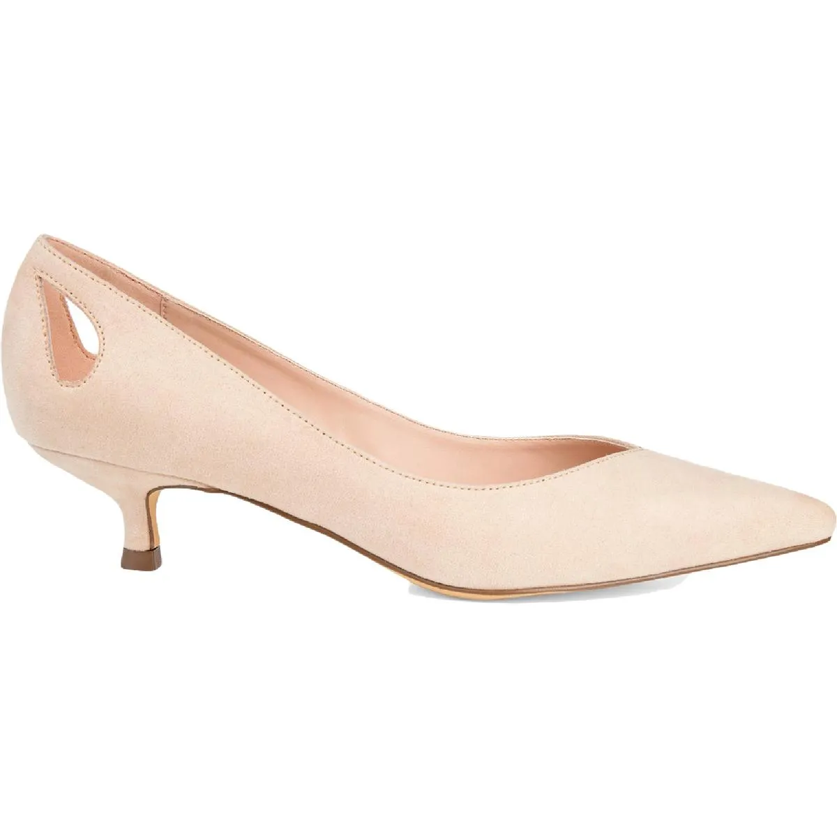 Goldie Womens Suede Pointed Toe Kitten Heels