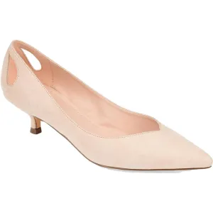 Goldie Womens Suede Pointed Toe Kitten Heels