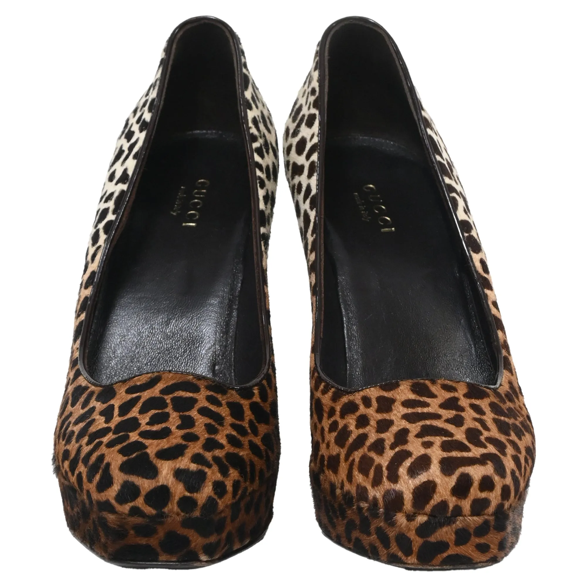 Gucci Square Toe Pumps in Animal Print Ponyhair