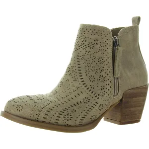 Gwen Womens Suede Perforated Ankle Boots