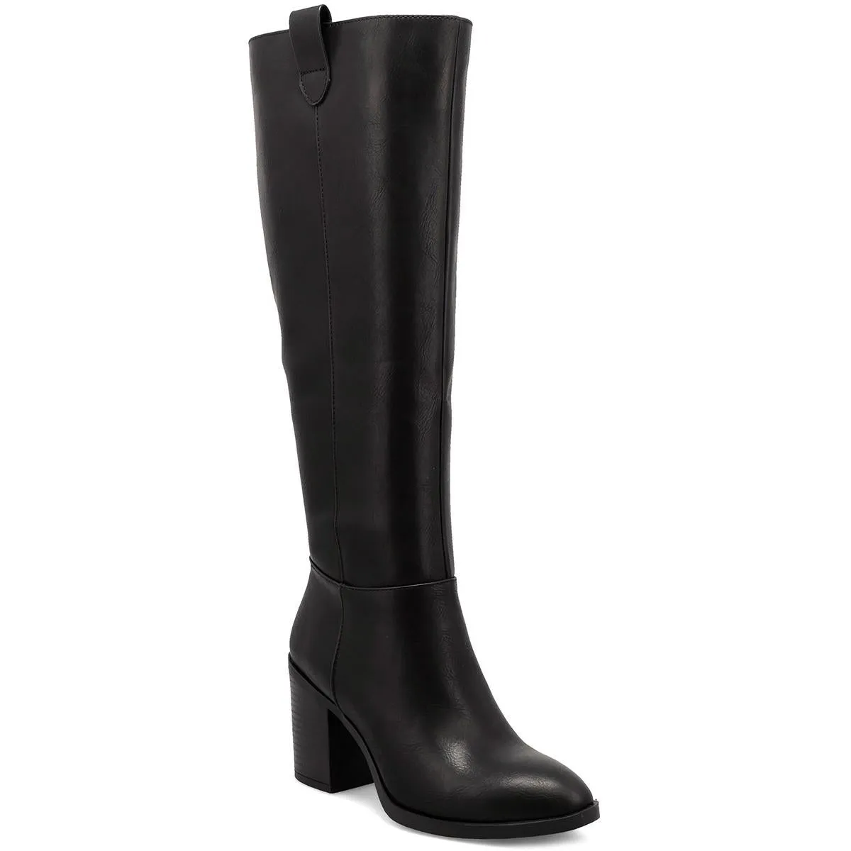 HADLEY Womens Block Heel Faux Leather Knee-High Boots