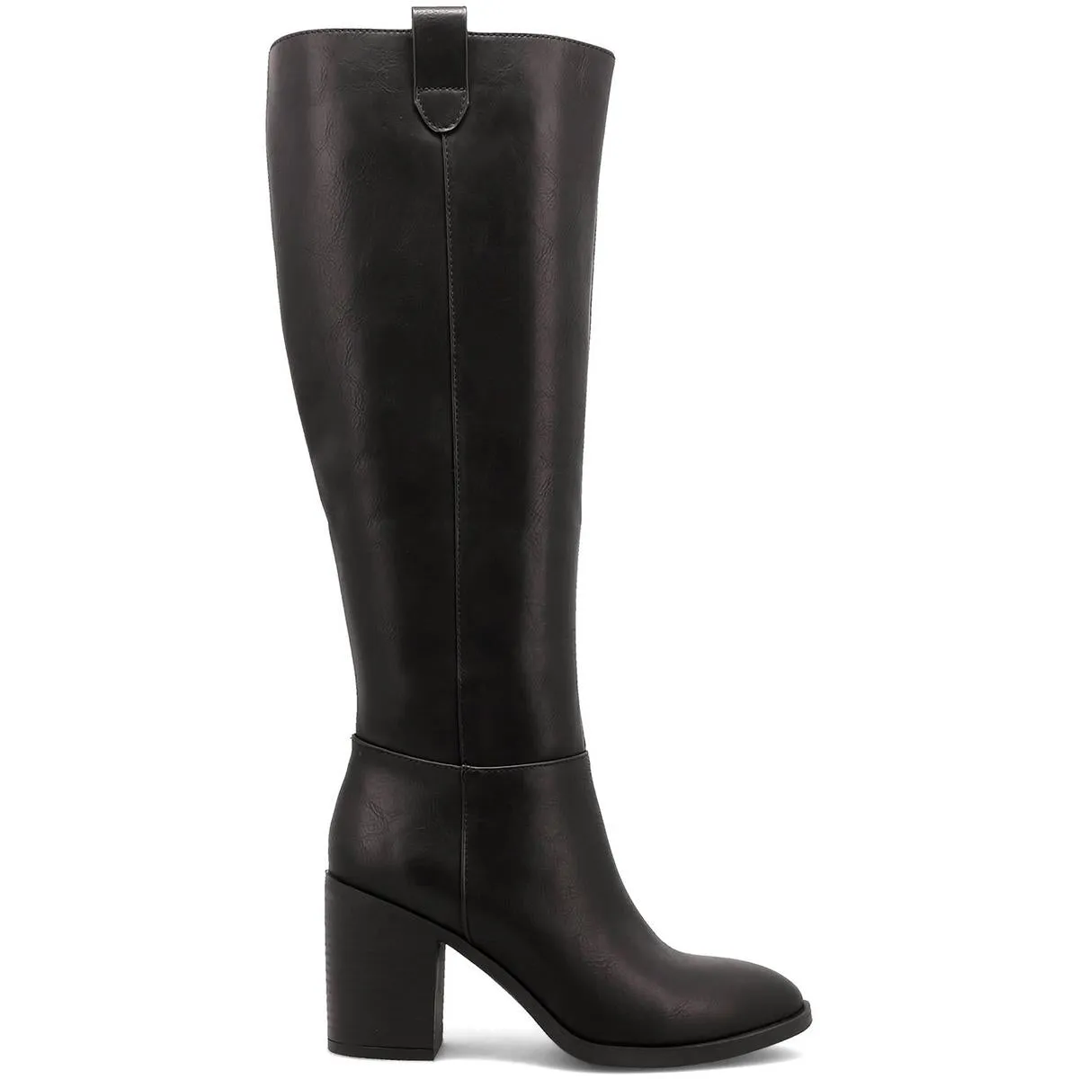HADLEY Womens Block Heel Faux Leather Knee-High Boots