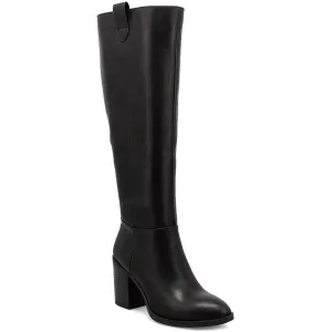 HADLEY Womens Block Heel Faux Leather Knee-High Boots