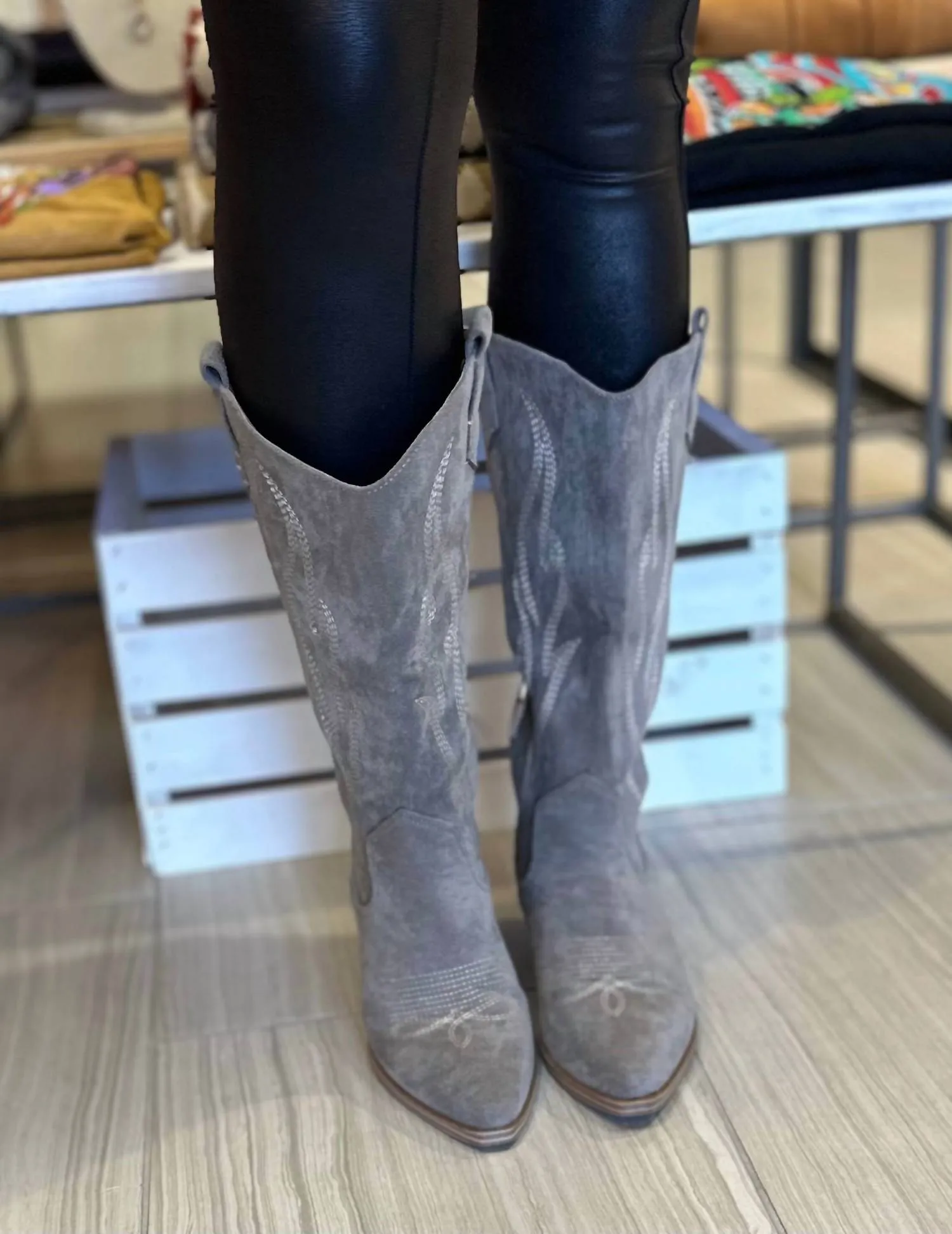 Headliner Faux Suede Boot In Light Grey
