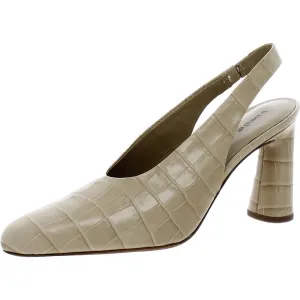 Hellen Womens Leather Animal Print Slingback Heels