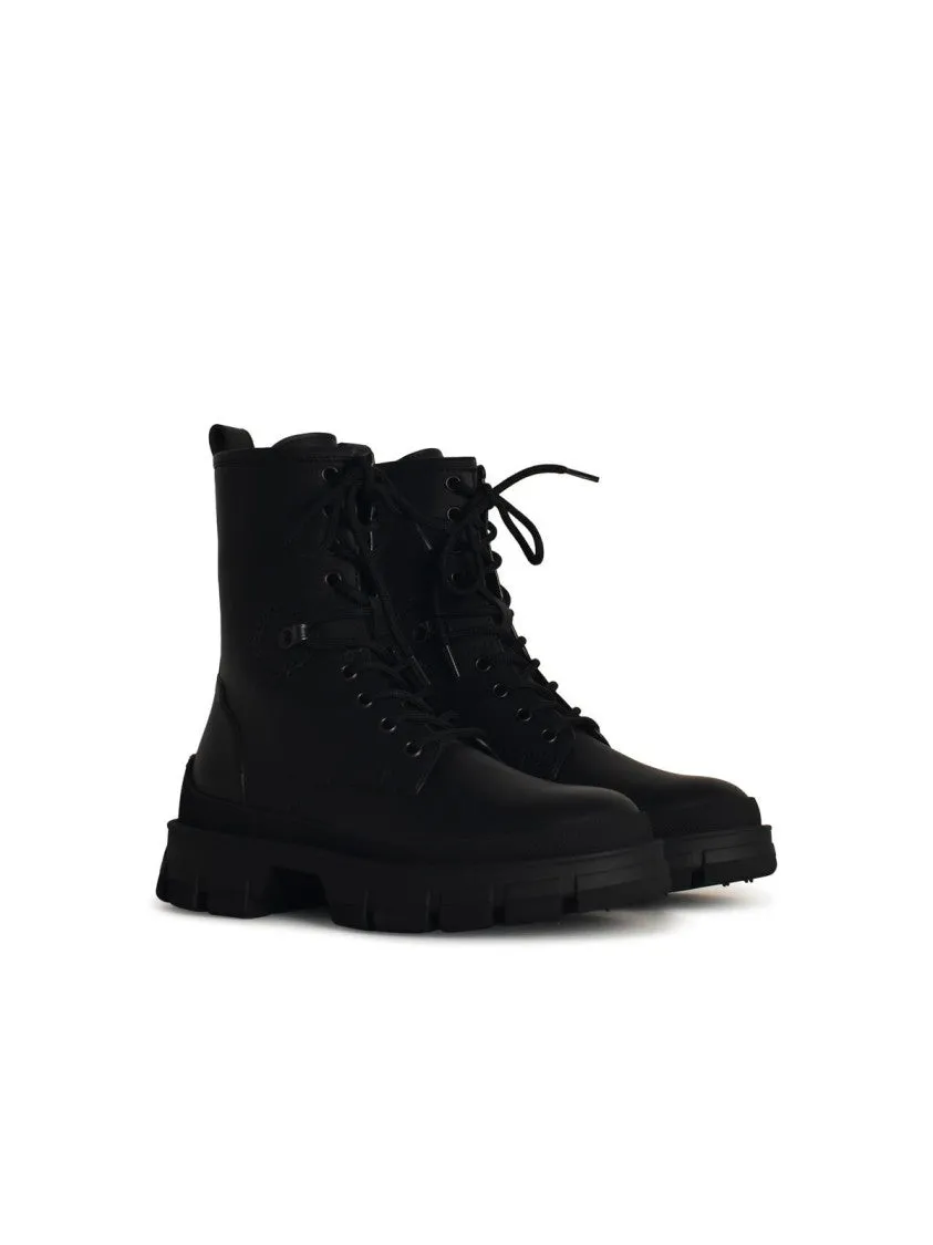 Hevea' Black Matte Leather Ankle Boots