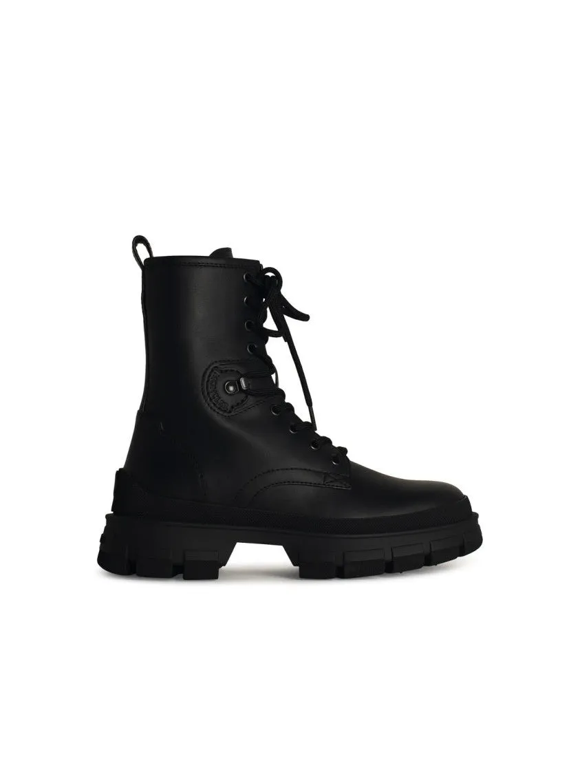Hevea' Black Matte Leather Ankle Boots