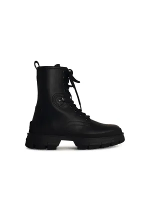 Hevea' Black Matte Leather Ankle Boots