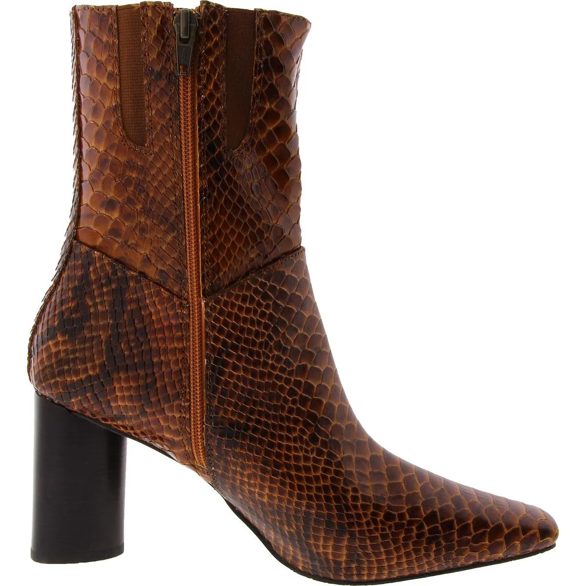 Hinda Womens Snake Print Embossed Ankle Boots