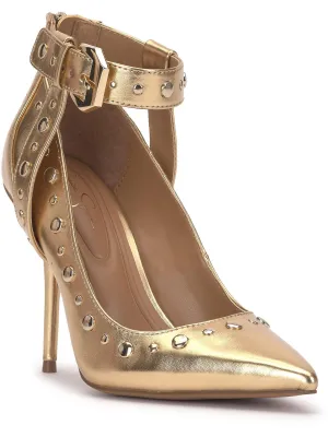 Hinjosa Womens Faux Leather Studded Pumps