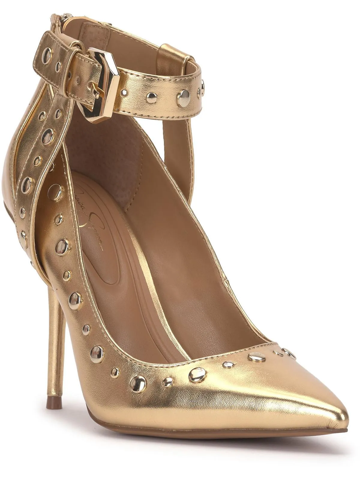 Hinjosa Womens Faux Leather Studded Pumps