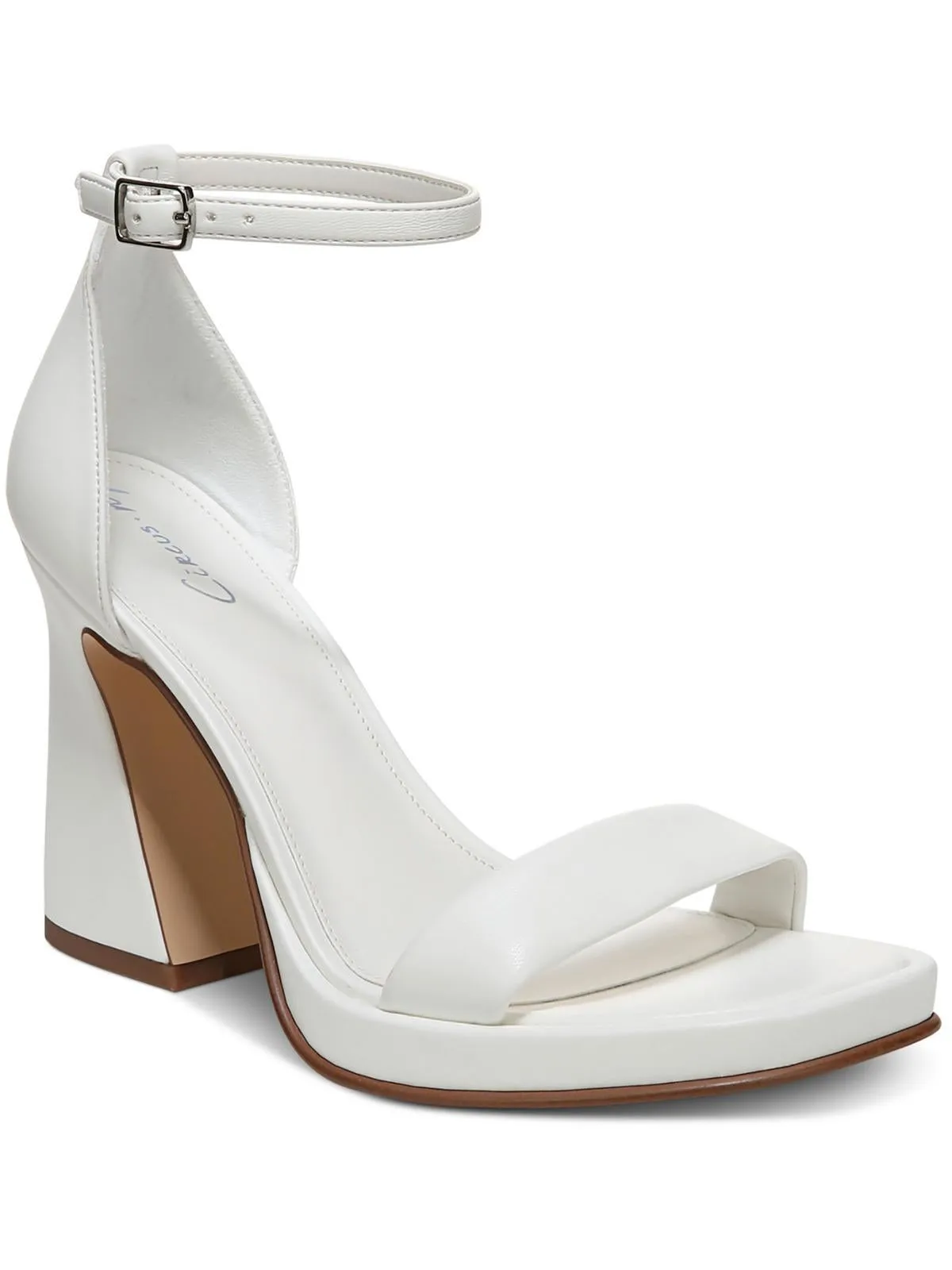 Holmes Womens Faux Leather Open Toe Block Heels