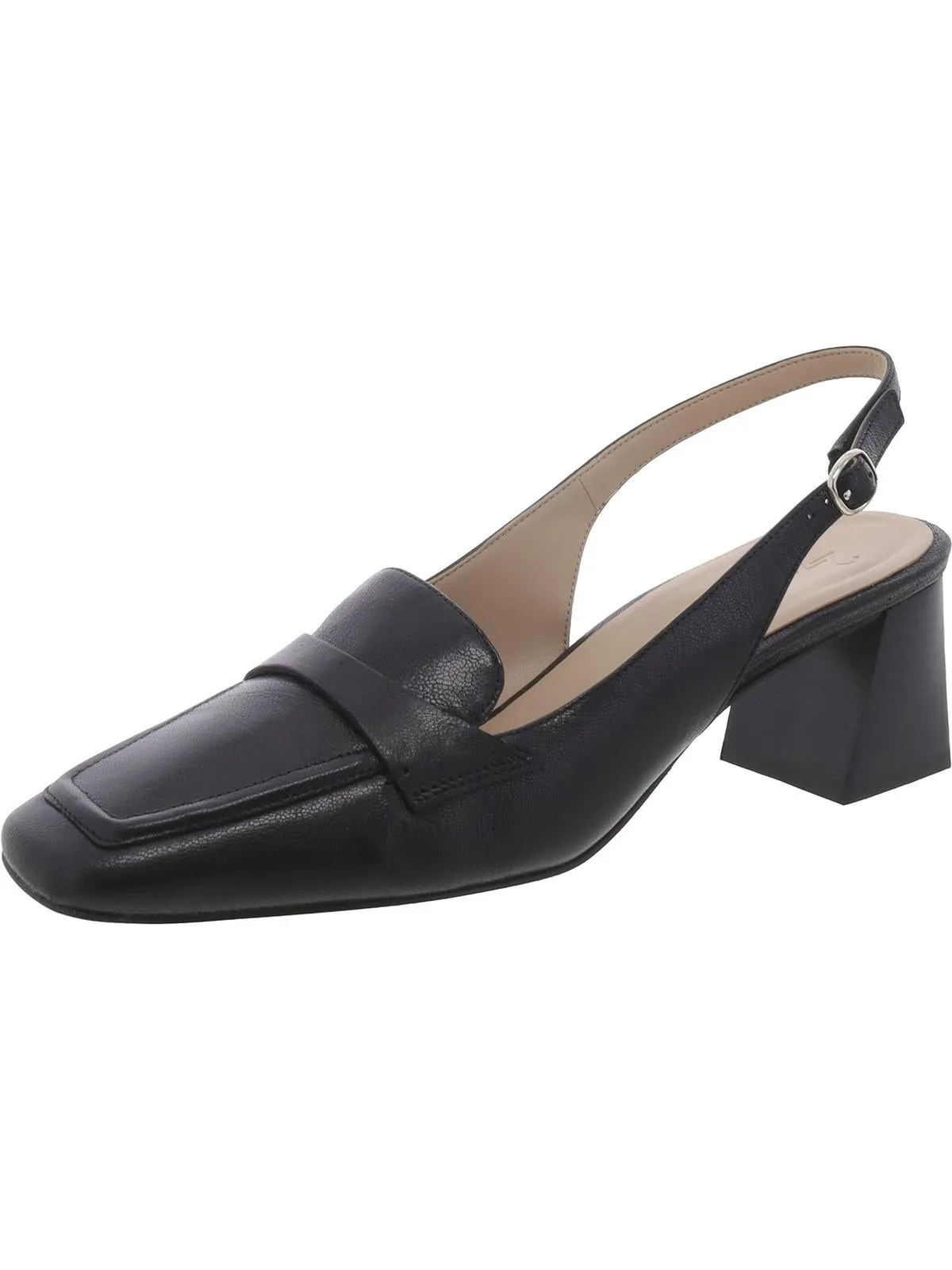 Hunny Womens Leather Square Toe Slingback Heels