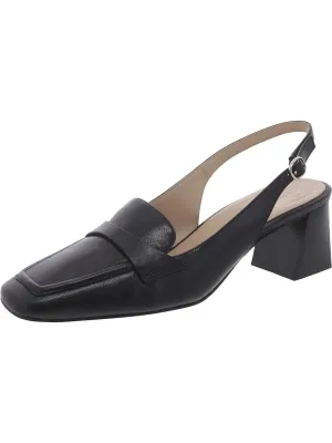 Hunny Womens Leather Square Toe Slingback Heels