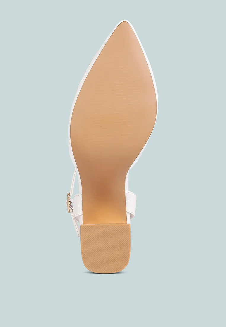 hyatt metallic sling block heel sandals