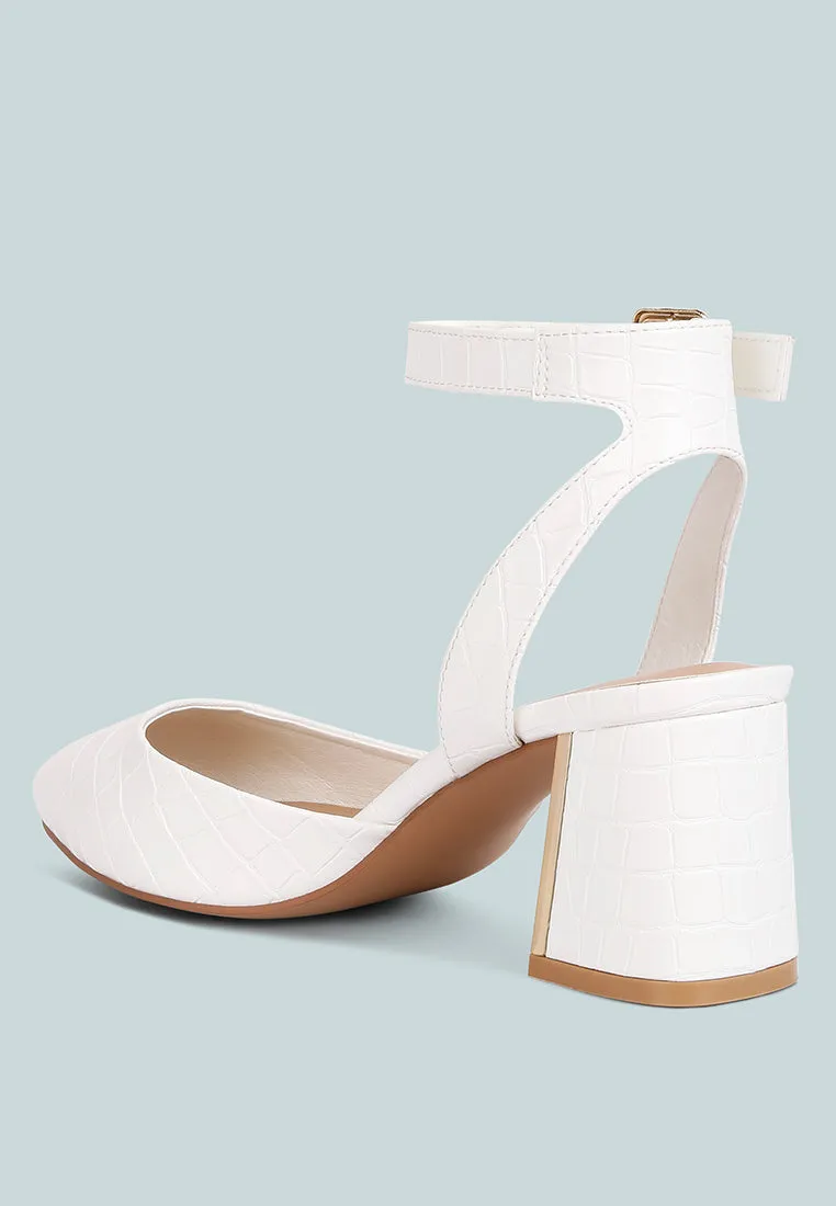 hyatt metallic sling block heel sandals