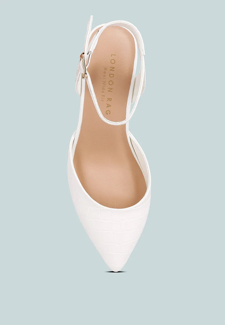 hyatt metallic sling block heel sandals