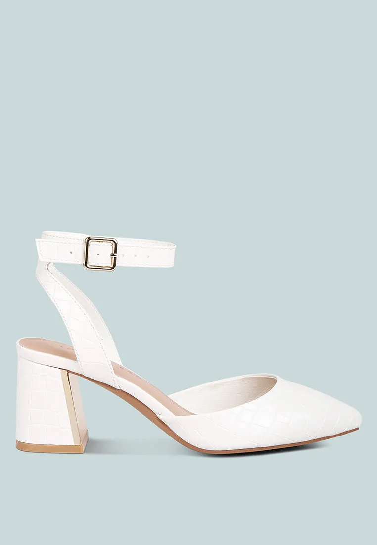 hyatt metallic sling block heel sandals