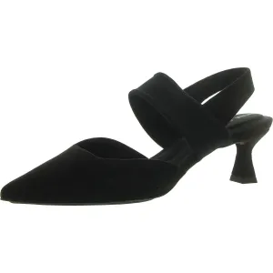 In Time Womens Faux Suede Stretch Slingback Heels