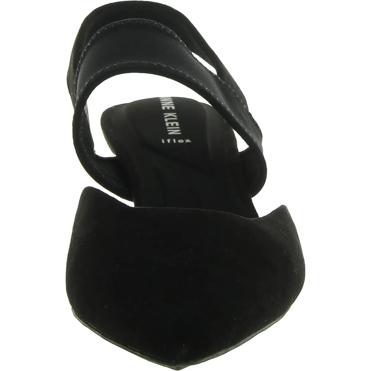 In Time Womens Faux Suede Stretch Slingback Heels