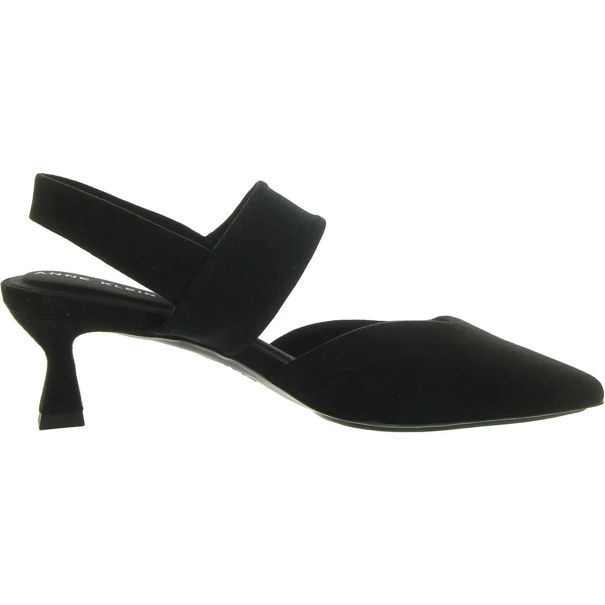 In Time Womens Faux Suede Stretch Slingback Heels