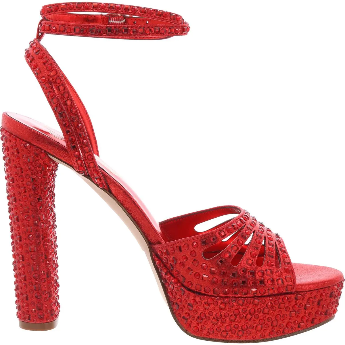 IRALIN Womens Rhinestone Manmade Block Heels