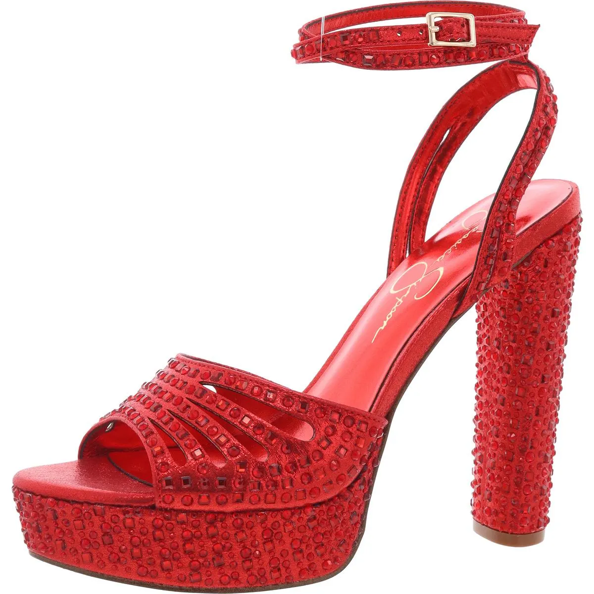 IRALIN Womens Rhinestone Manmade Block Heels