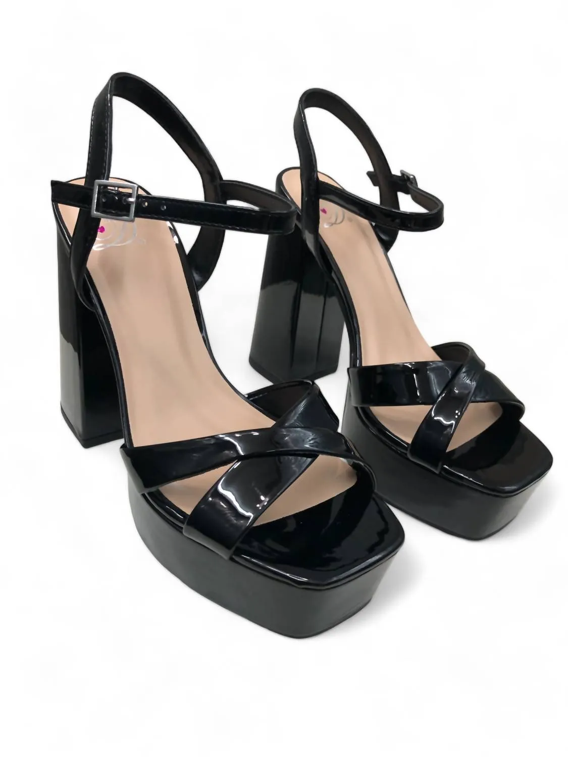 Ironed Platform Heel In Black Patent