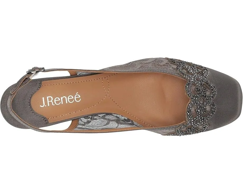 J. Renee Faleece Pumps Women 10.5 Gray Rhinestone Block Heel Slingback ZPO2053