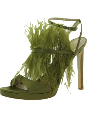 Jacinta Womens Satin Feather Heels