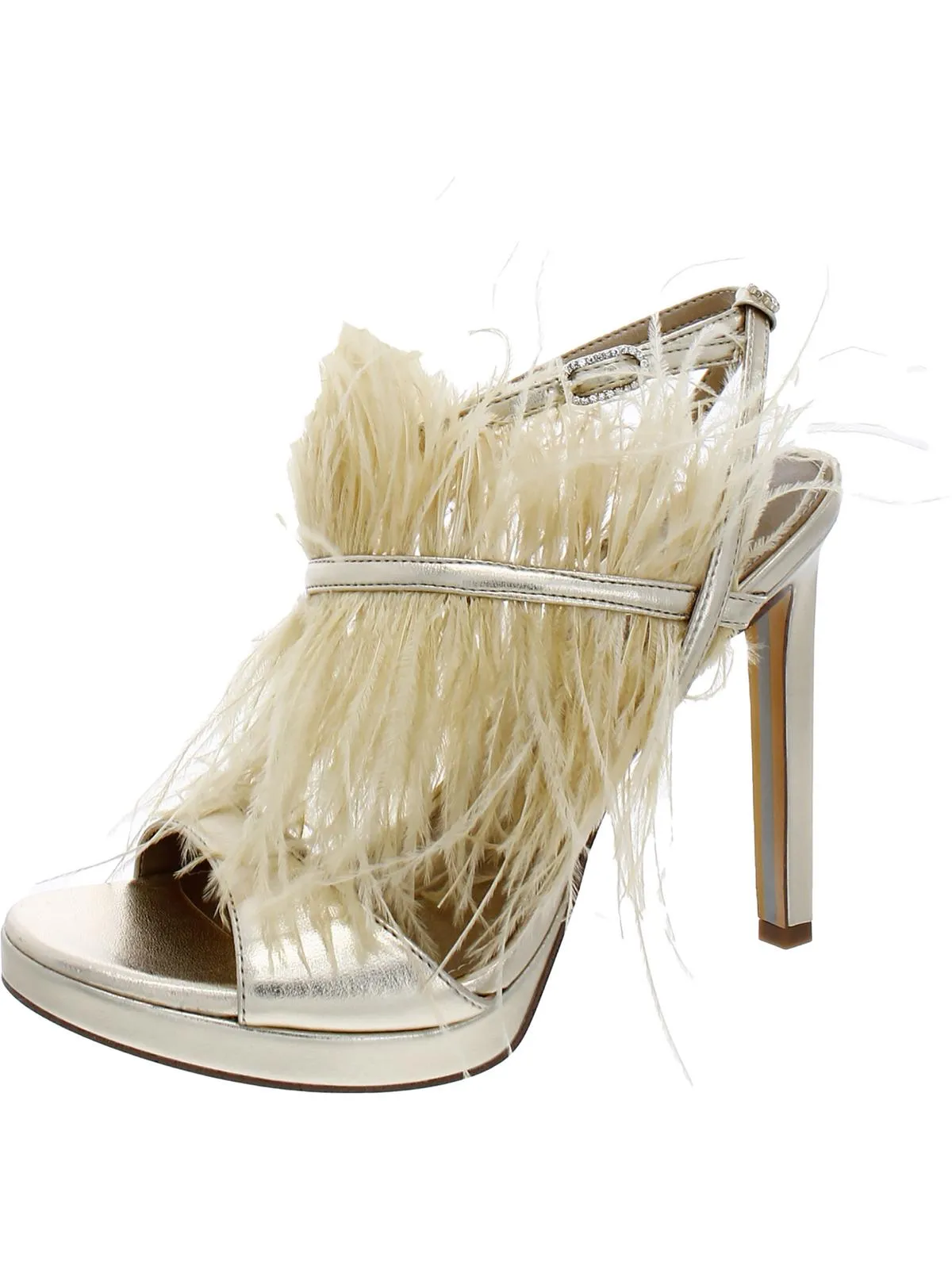 Jacinta Womens Satin Feather Heels