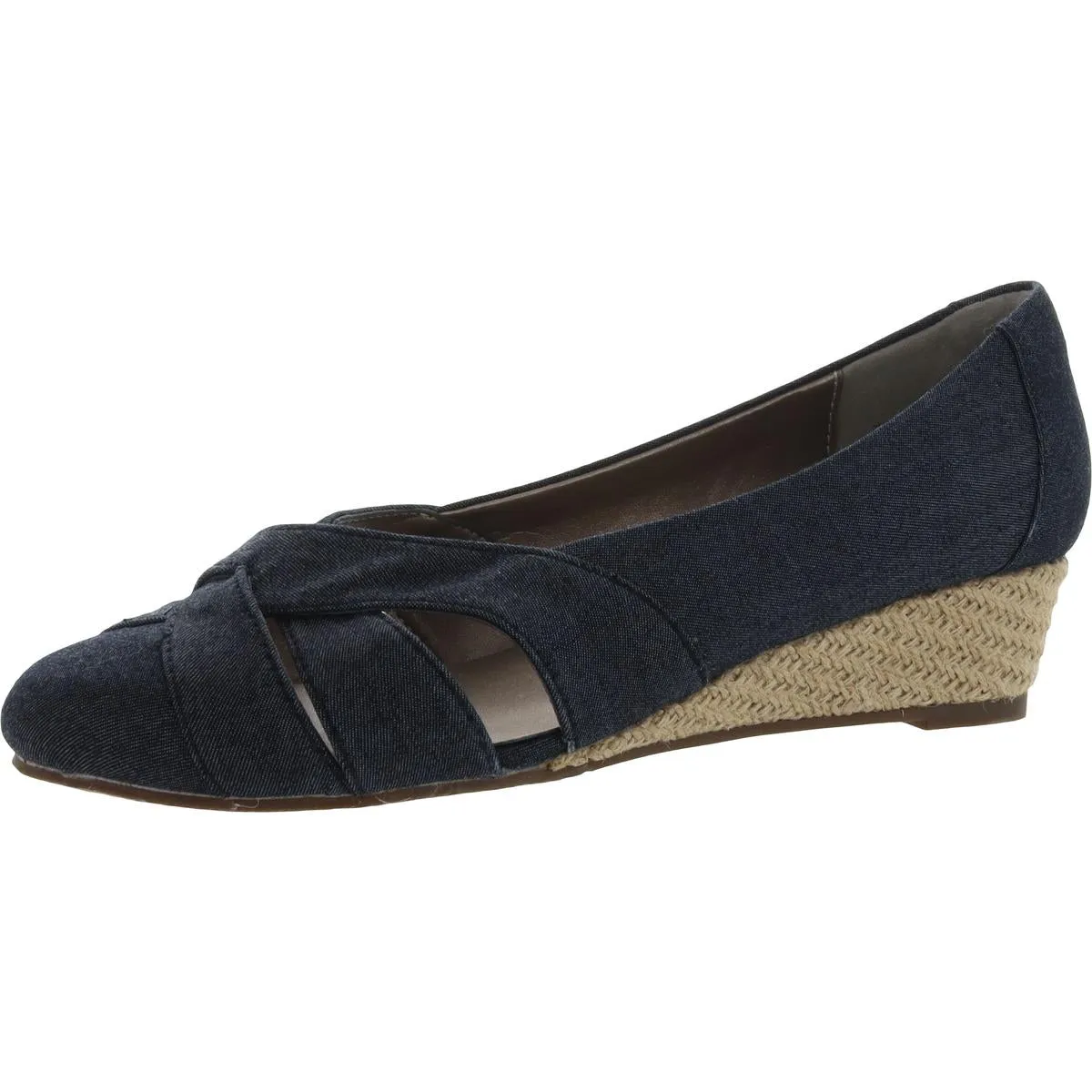 Janice Womens Faux Leather Slip On Espadrille Heels
