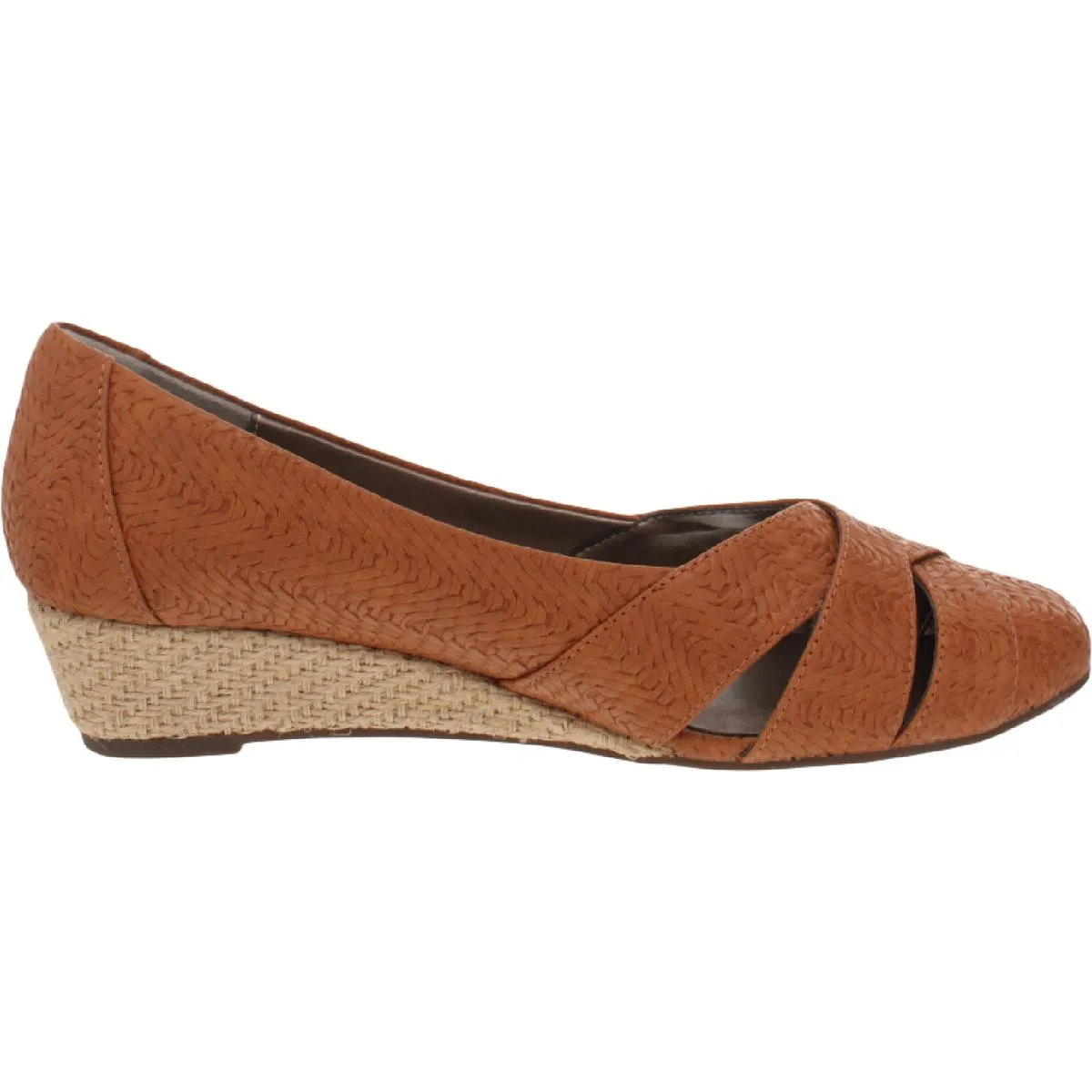 Janice Womens Faux Leather Slip On Espadrille Heels