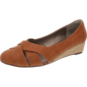Janice Womens Faux Leather Slip On Espadrille Heels