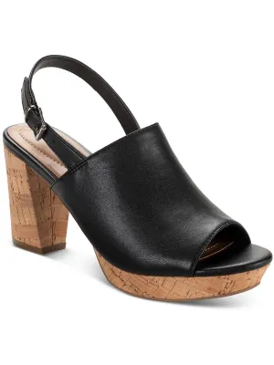 JENISEE Womens Faux Leather Slingback Wedge Heels