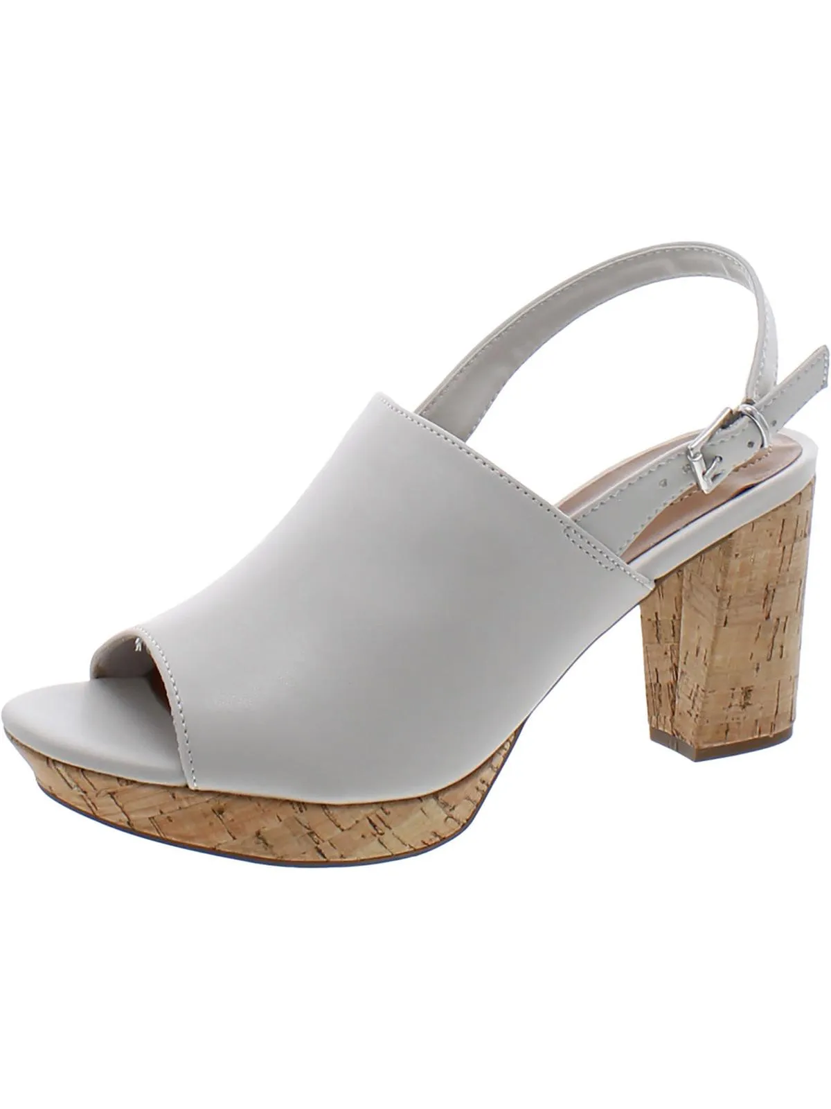 JENISEE Womens Faux Leather Slingback Wedge Heels