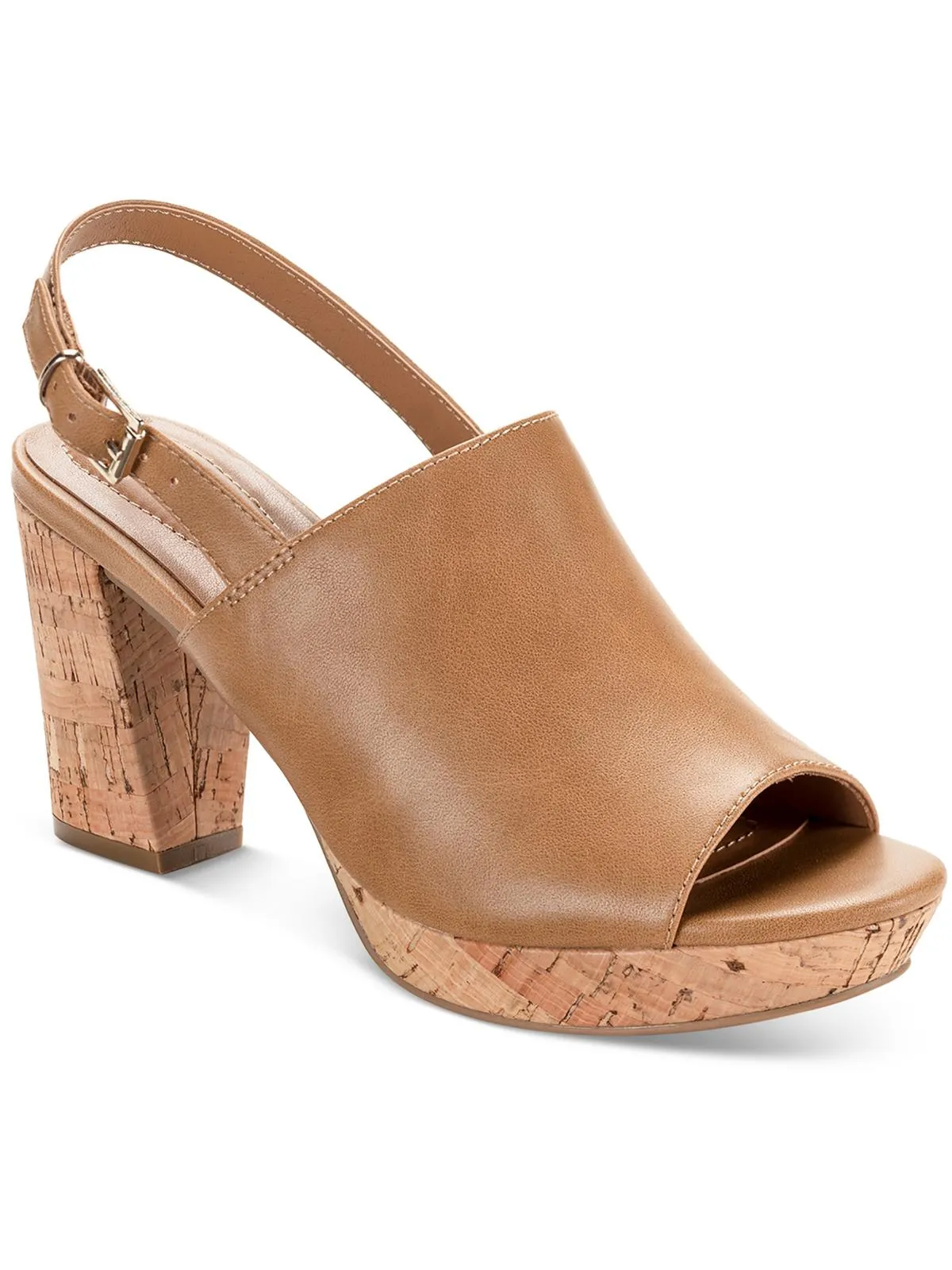 JENISEE Womens Faux Leather Slingback Wedge Heels