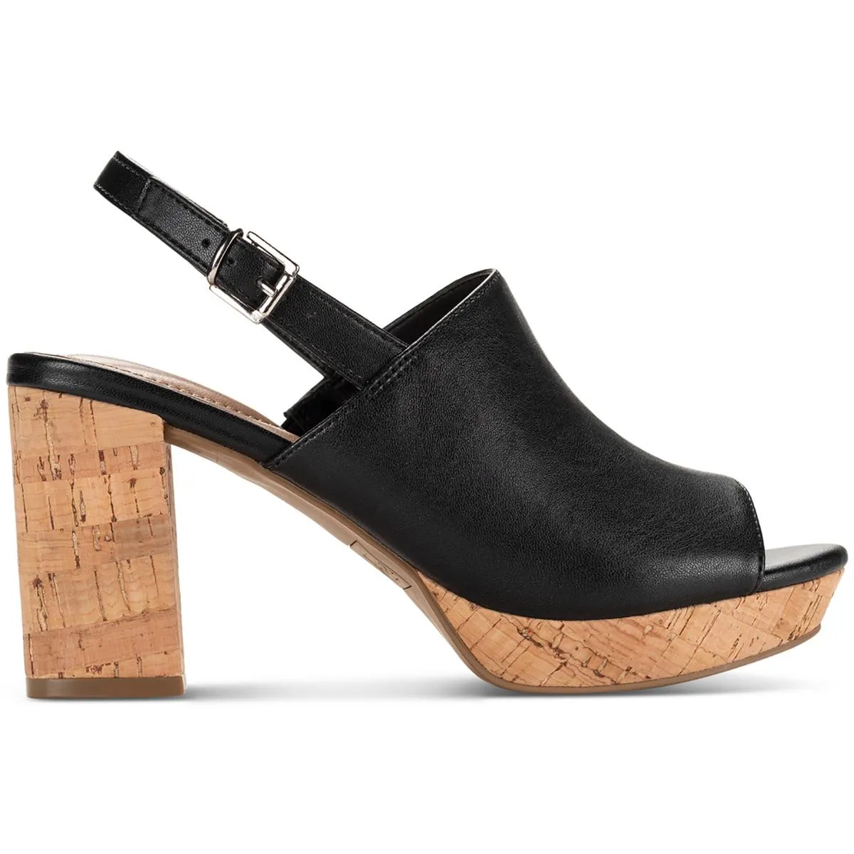 JENISEE Womens Faux Leather Slingback Wedge Heels