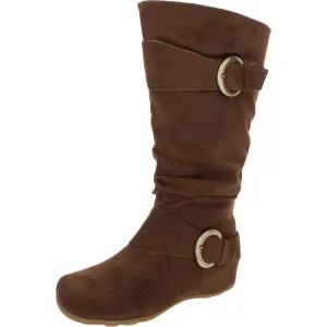 Jester Womens Faux Suede Wide Calf Knee-High Boots