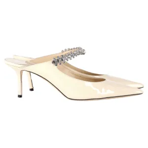Jimmy Choo Bing 65 Crystal-Embellished Mules in Cream Leather