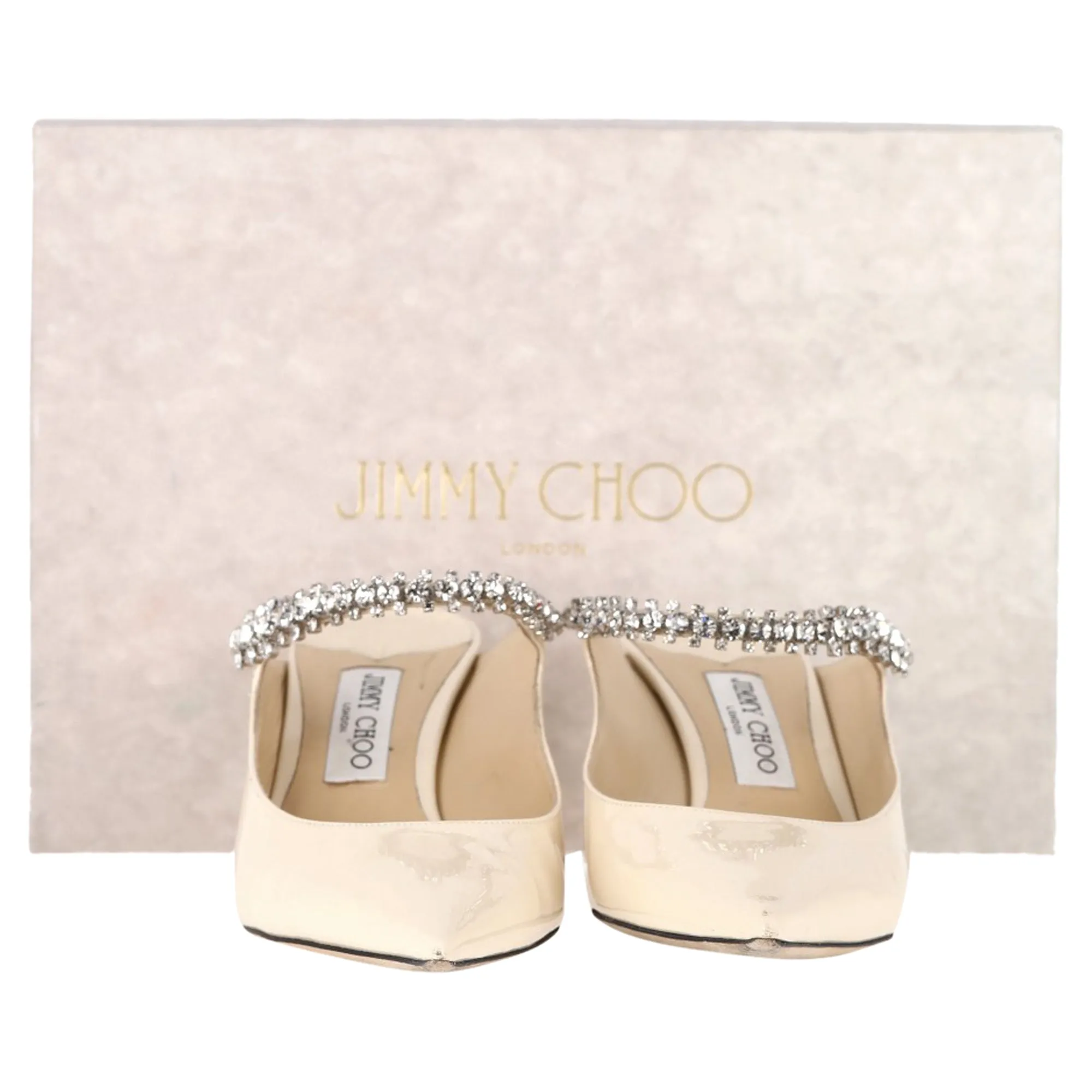 Jimmy Choo Bing 65 Crystal-Embellished Mules in Cream Leather