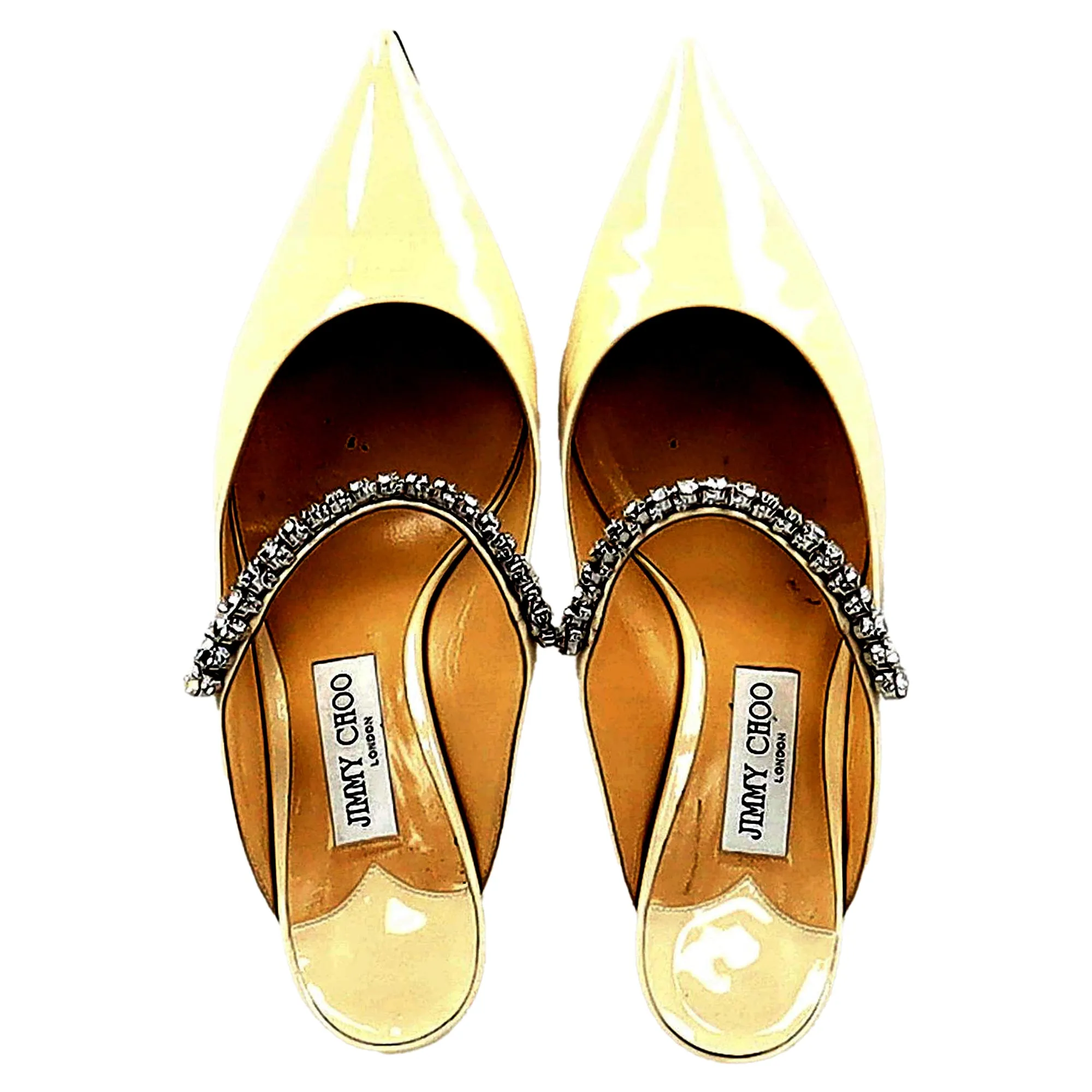 Jimmy Choo Bing 65 Crystal-Embellished Mules in Cream Leather