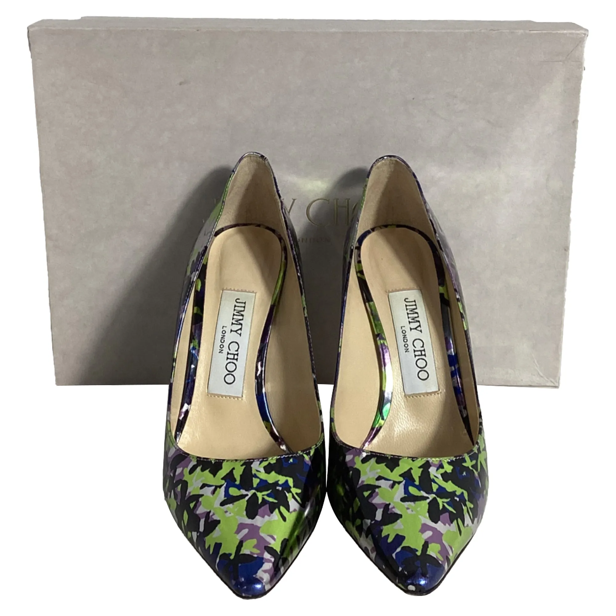 Jimmy Choo Camo Print Floral Pumps in Multicolor Leather