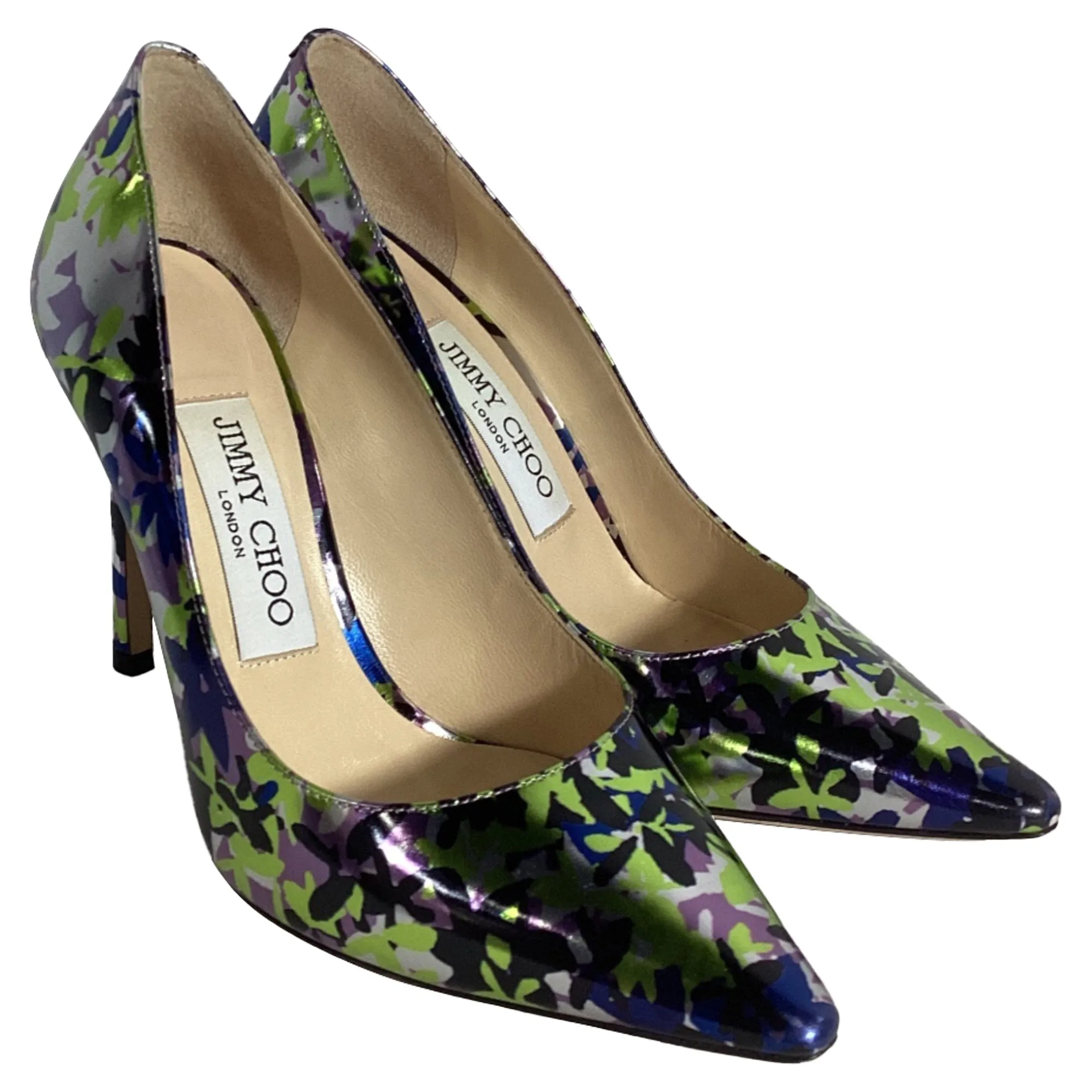 Jimmy Choo Camo Print Floral Pumps in Multicolor Leather